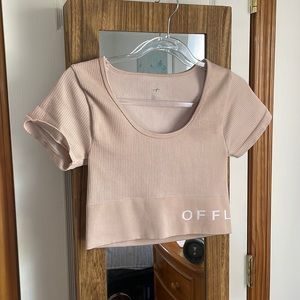 Aerie offline sidewalk seamless ribbed crop top pink